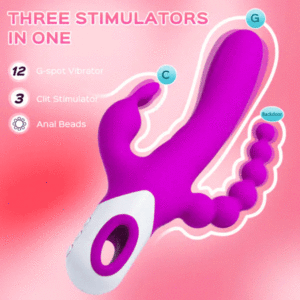 Violet Triple Rabbit Vibrator With Anal Beads